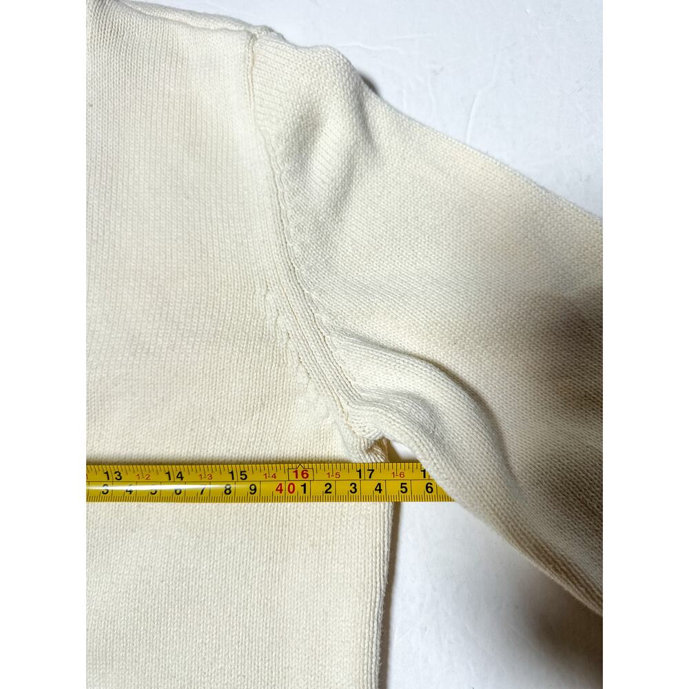 Lauren Ralph Lauren Ivory Cotton Cardigan Sweater Small Preppy Classic - Picture 10 of 11